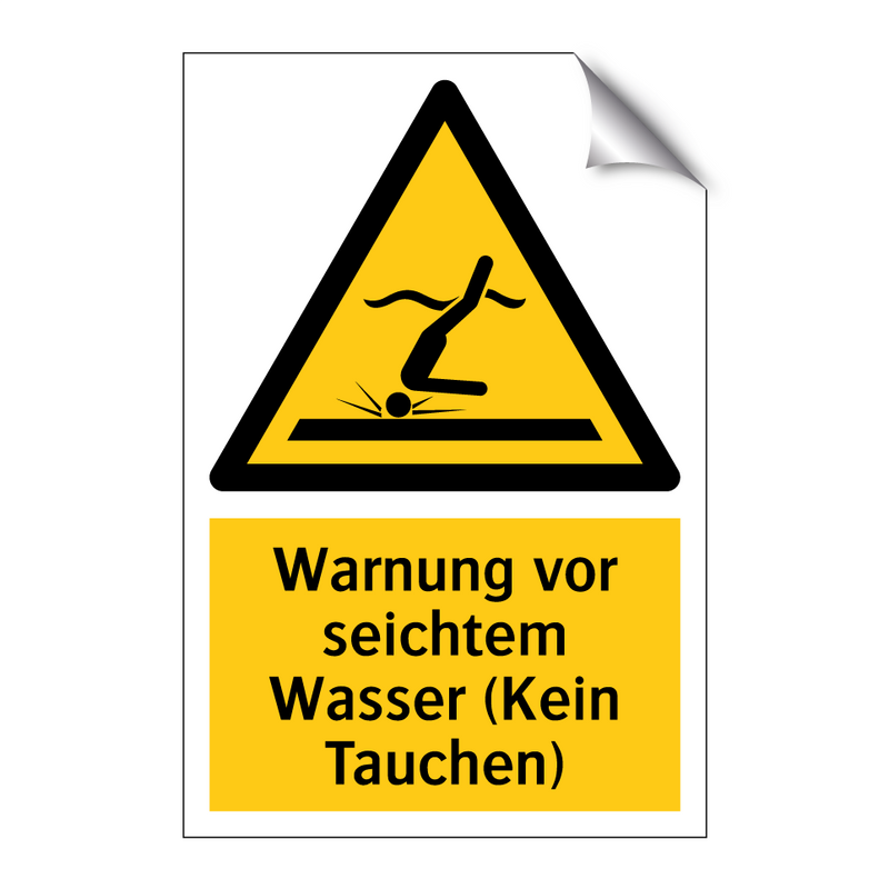 Warnung vor seichtem Wasser (Kein Tauchen)