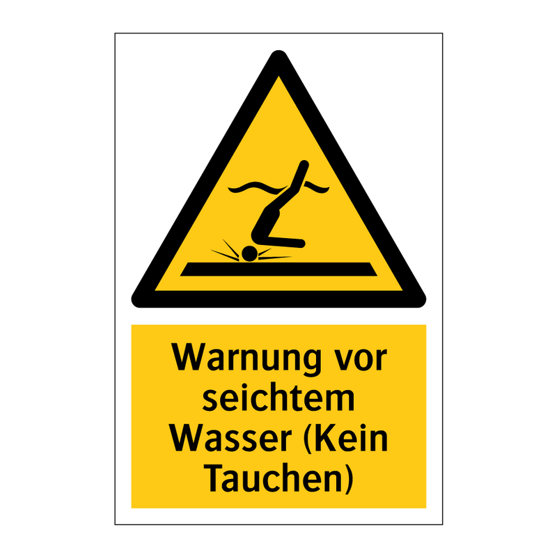 Warnung vor seichtem Wasser (Kein Tauchen)