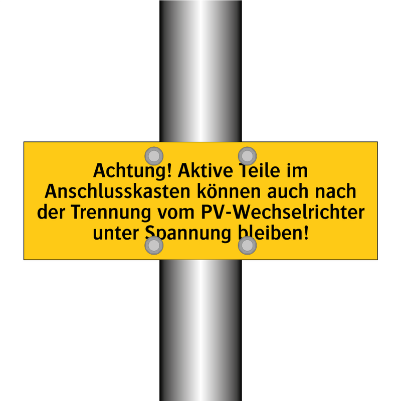 Achtung! Aktive Teile im Anschlusskasten können auch nach der Trennung vom PV-Wechselrichter unter Spannung bleiben!