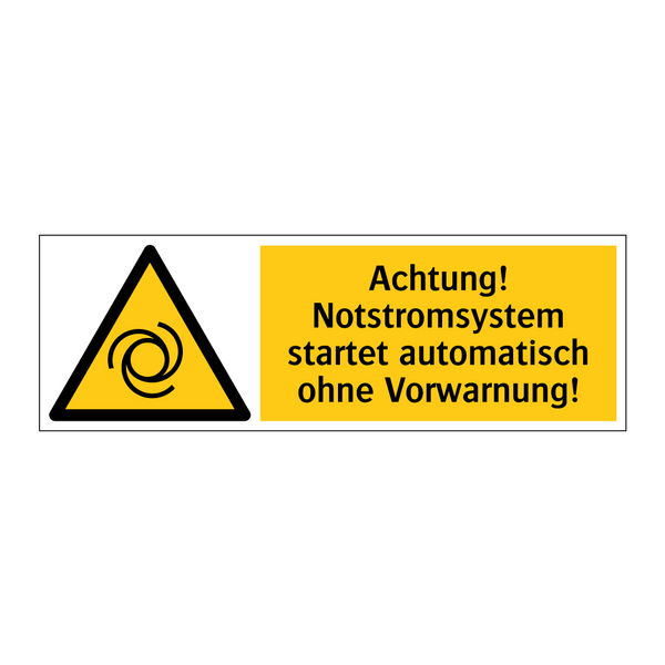 Achtung! Notstromsystem startet automatisch ohne Vorwarnung!