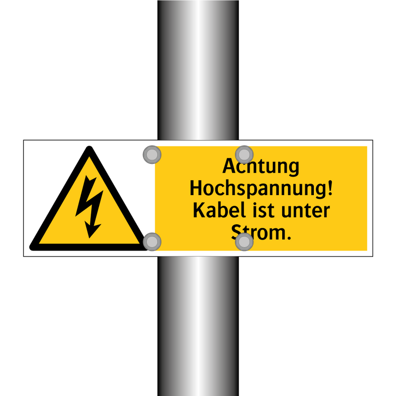 Achtung Hochspannung! Kabel ist unter Strom.