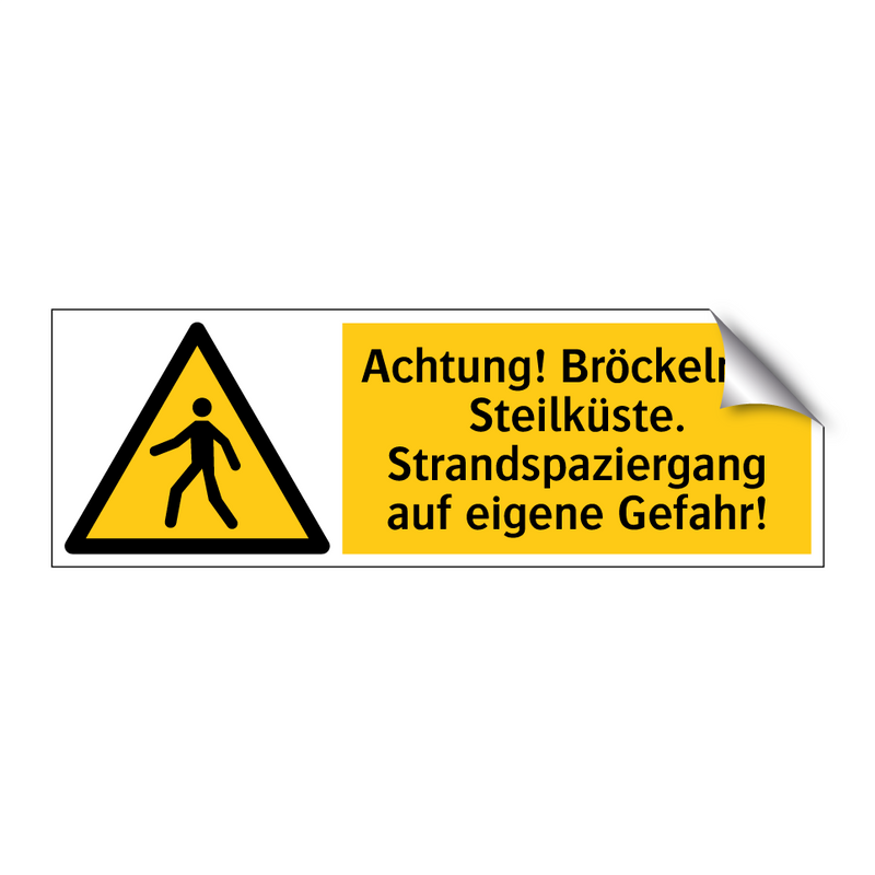 Achtung! Bröckelnde Steilküste. Strandspaziergang auf eigene Gefahr!