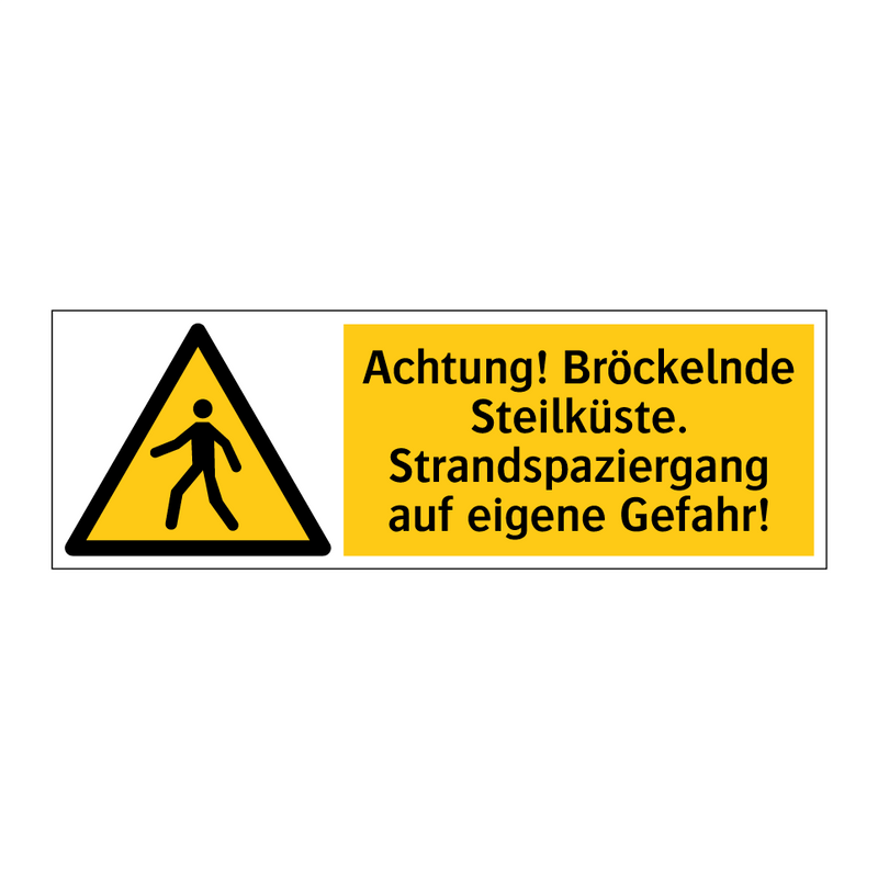 Achtung! Bröckelnde Steilküste. Strandspaziergang auf eigene Gefahr!