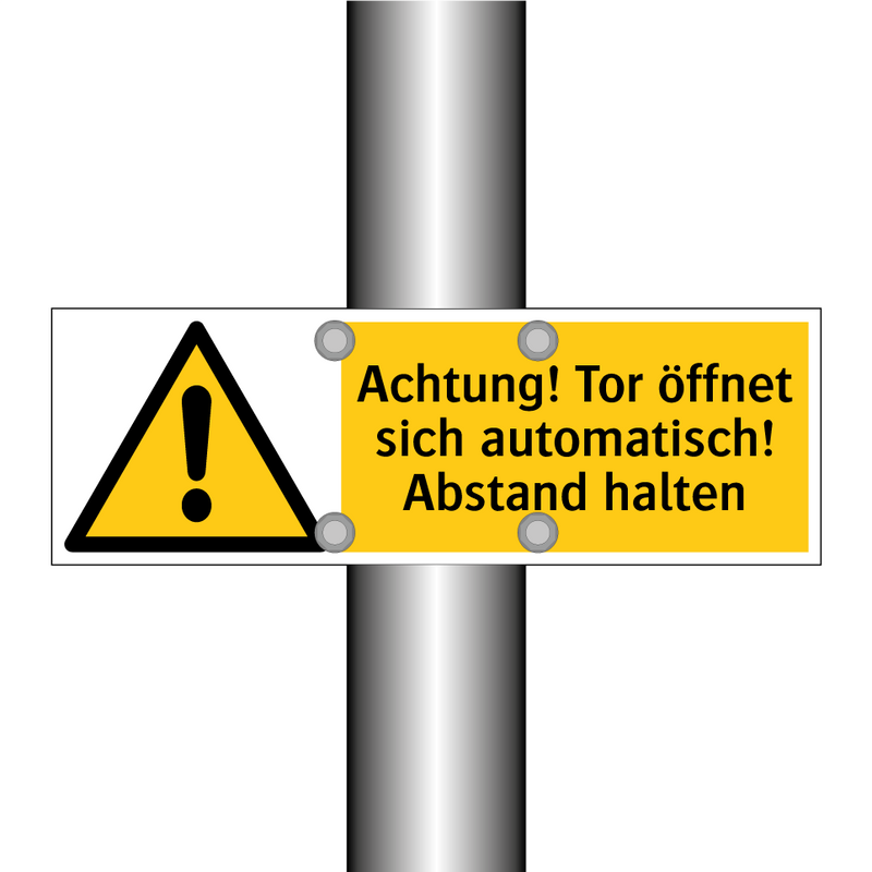 Achtung! Tor öffnet sich automatisch! Abstand halten