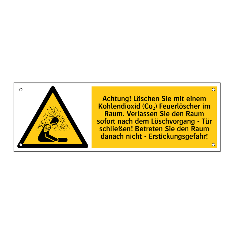 Achtung! Löschen Sie mit einem Kohlendioxid (Co₂) Feuerlöscher im Raum. Verlassen Sie den Raum sofort nach dem Löschvorgang - Tür schließen! Betreten Sie den Raum danach nicht - Erstickungsgefahr!