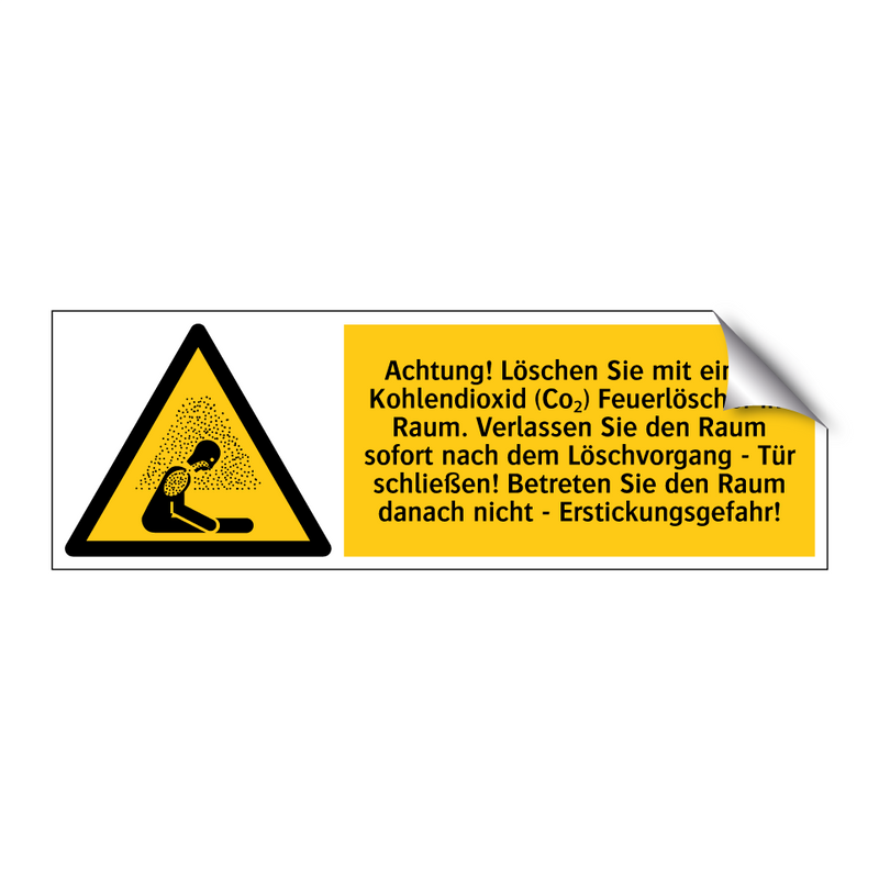 Achtung! Löschen Sie mit einem Kohlendioxid (Co₂) Feuerlöscher im Raum. Verlassen Sie den Raum sofort nach dem Löschvorgang - Tür schließen! Betreten Sie den Raum danach nicht - Erstickungsgefahr!