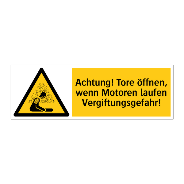 Achtung! Tore öffnen, wenn Motoren laufen Vergiftungsgefahr!