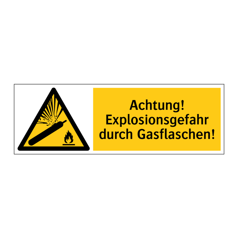 Achtung! Explosionsgefahr durch Gasflaschen!