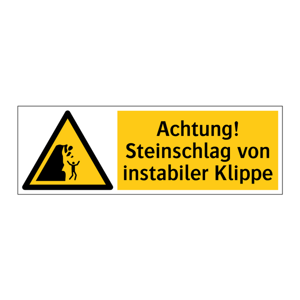 Achtung! Steinschlag von instabiler Klippe