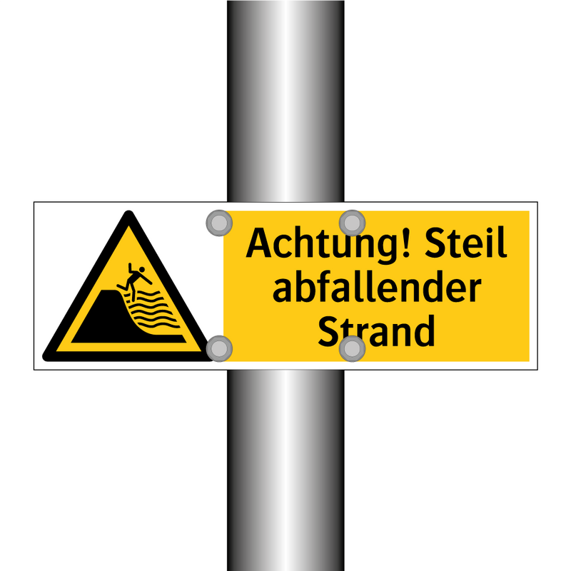 Achtung! Steil abfallender Strand