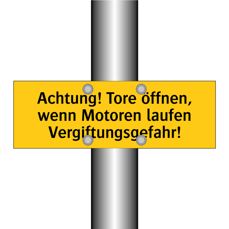 Achtung! Tore öffnen, wenn Motoren laufen Vergiftungsgefahr!