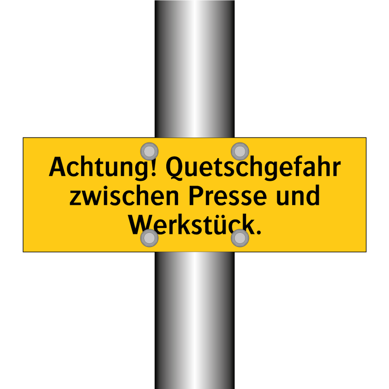 Achtung! Quetschgefahr zwischen Presse und Werkstück.