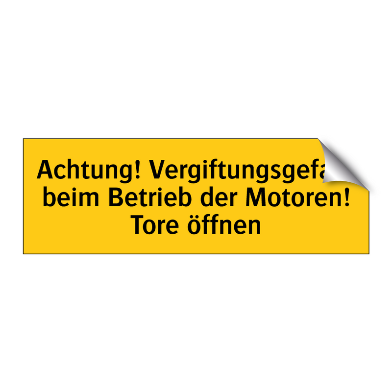 Achtung! Vergiftungsgefahr beim Betrieb der Motoren! Tore öffnen