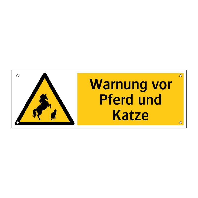 Warnung vor Pferd und Katze