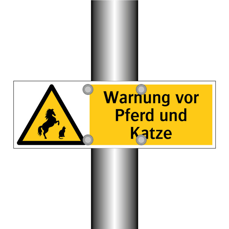 Warnung vor Pferd und Katze