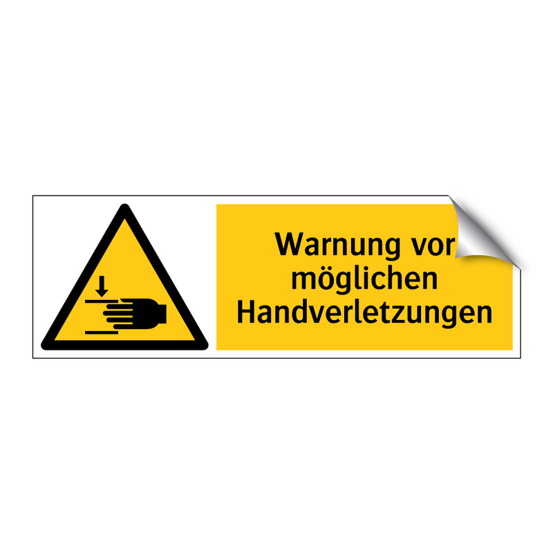 Warnung vor möglichen Handverletzungen